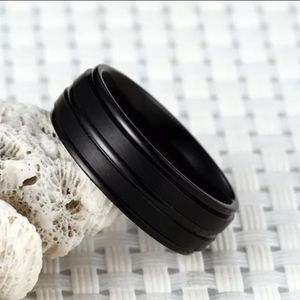 Titanium Carbide Wedding Ring. 3 Lines 8mm Wide Engagement Anel Jewelry